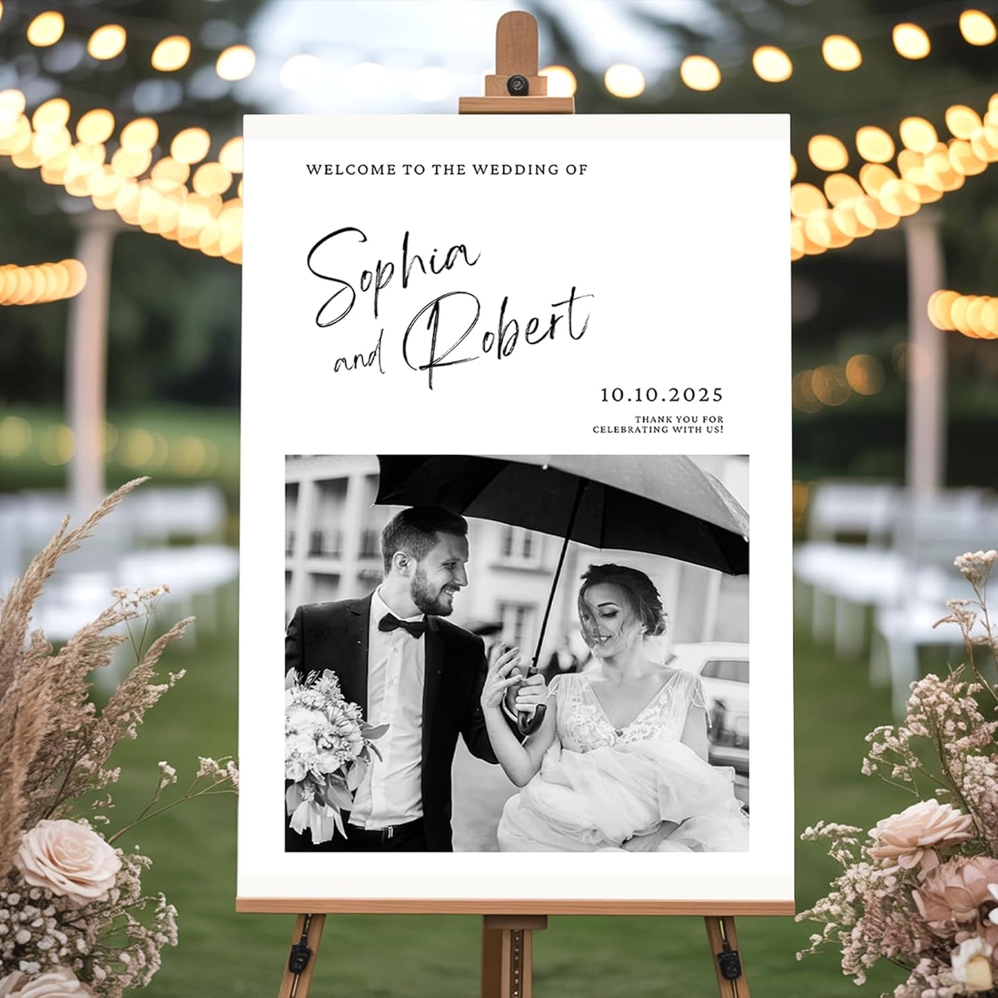Personalized Wedding Welcome Signs with Photo – Custom Welcome to the Weddings Sign Holder for Celebration Decor, Wedding Rustic Sign, Outdoor Signs for Anniversary, Bridal Party