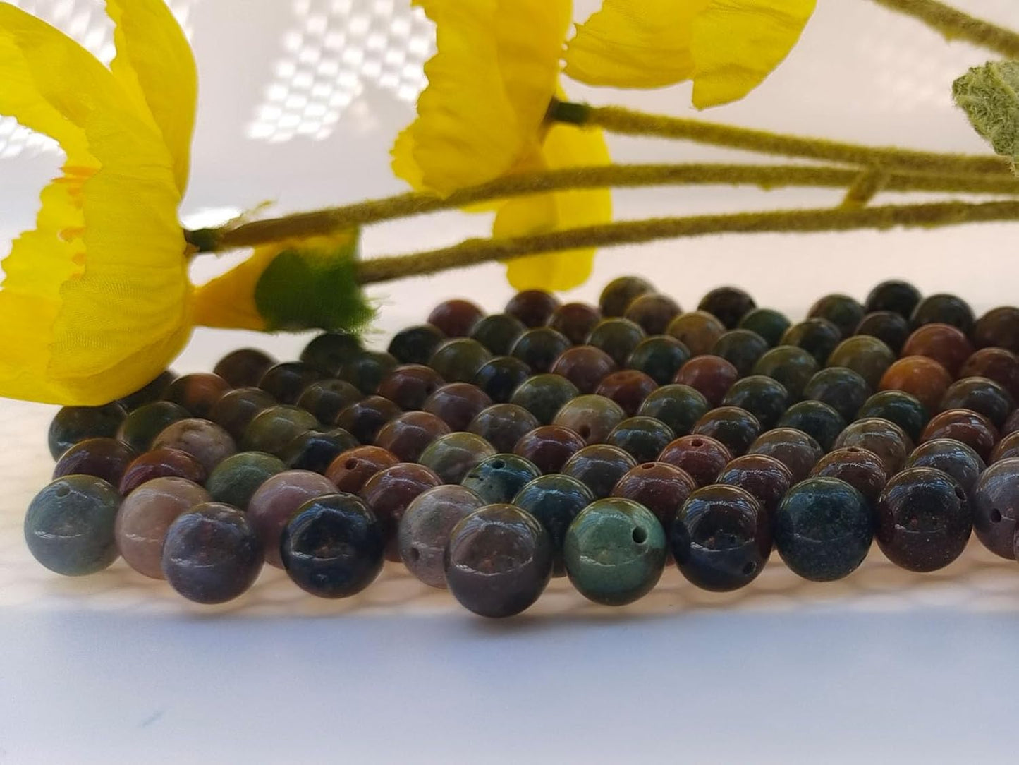 Stone Beads 6mm 140pcs Indian Agate Beads Round Loose Gemstones Beads for Bracelet Necklace Jewelry Making (6mm, 60607 Indian Agate)