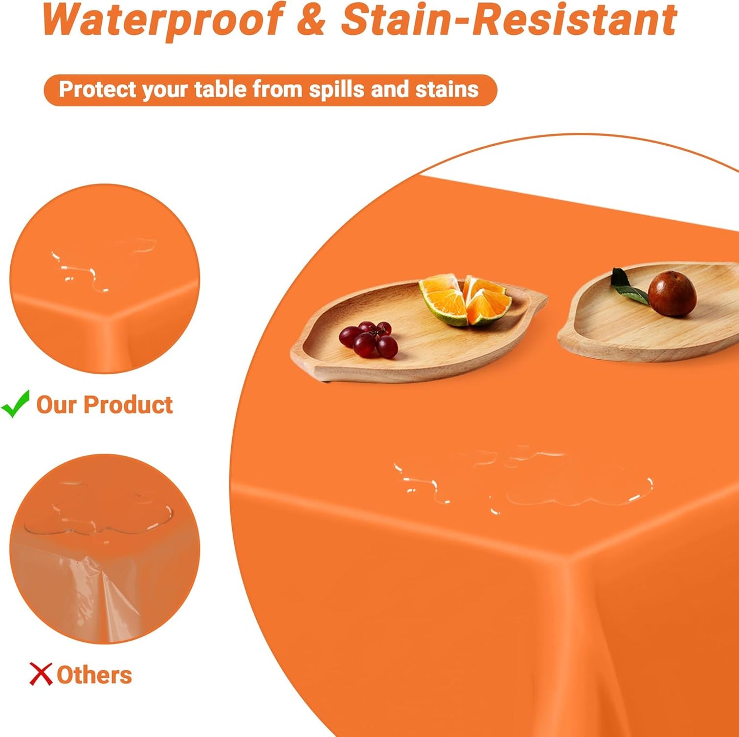 QZYL 4 PCS Table Cloth, 54" x 108" Orange Tablecloth Plastic, Multiple Colors Disposable Tablecloth for Indoor Outdoor Home Essentials, Waterproof Table Covers of Baptism Decorations Picnic Themed