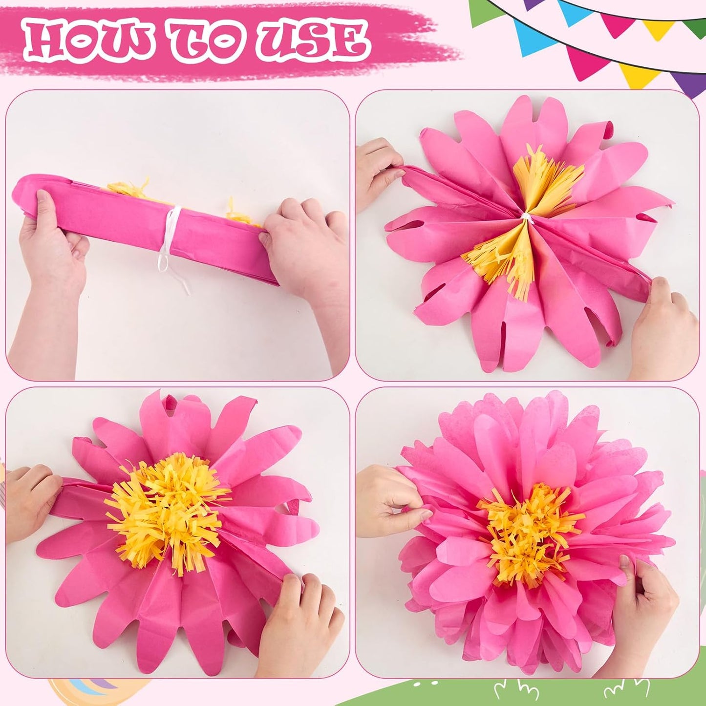 12PCS Mexican Paper Flowers Colorful Fiesta Tissue Paper Flowers Pom Poms Flowers Party Decoration for Wall Floral Carnival Wedding Birthday Craft Decor