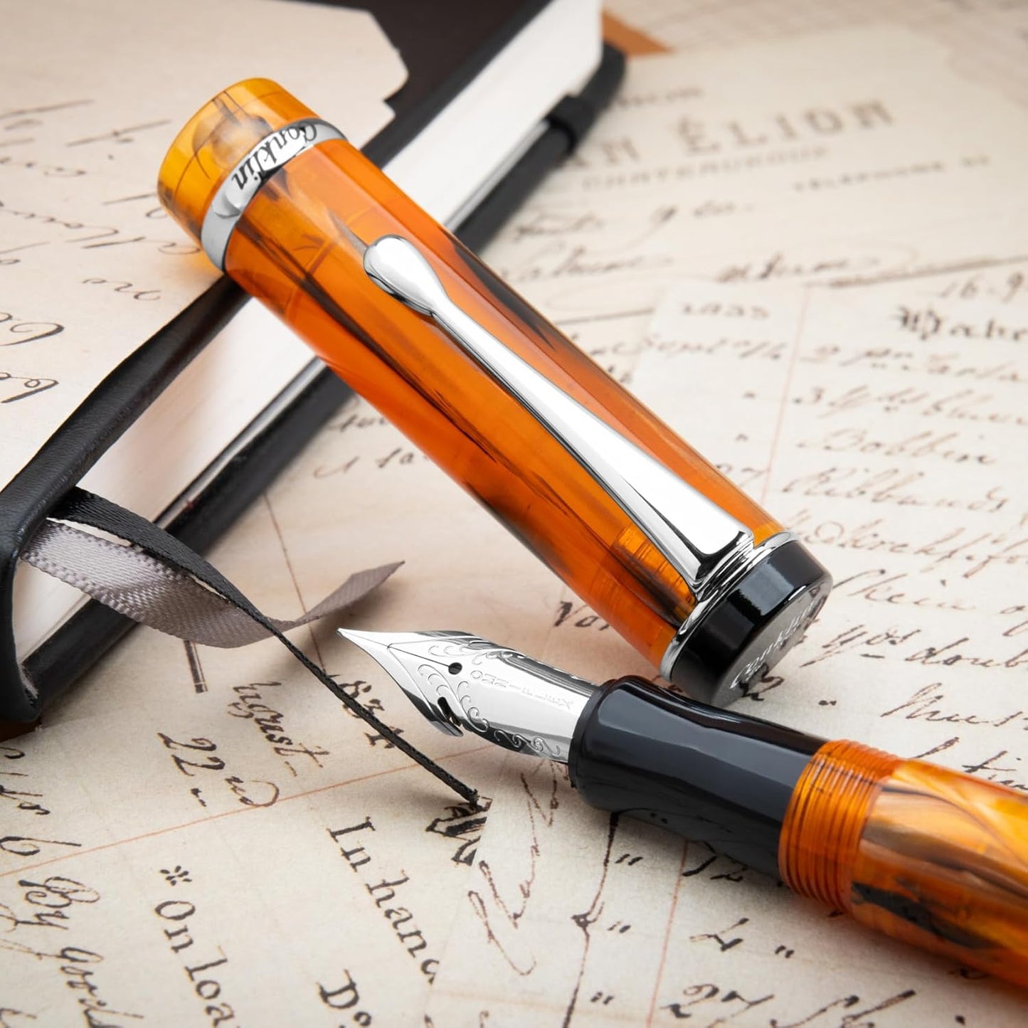 Conklin Duragraph Fountain Pen Amber - Medium Nib, Elegant Writing Tool with Warm Amber Finish