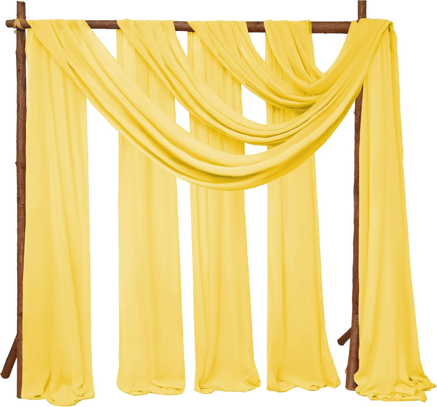 4 Panels Wedding Arch Draping Fabric 28" x 20Ft Curtain Backdrop Wedding Arch Drapes Chiffon Fabric Drape Sheer for Nuptials Party Baby Shower Ceremony Arbor Drapery Reception Ceiling Decor(Yellow)