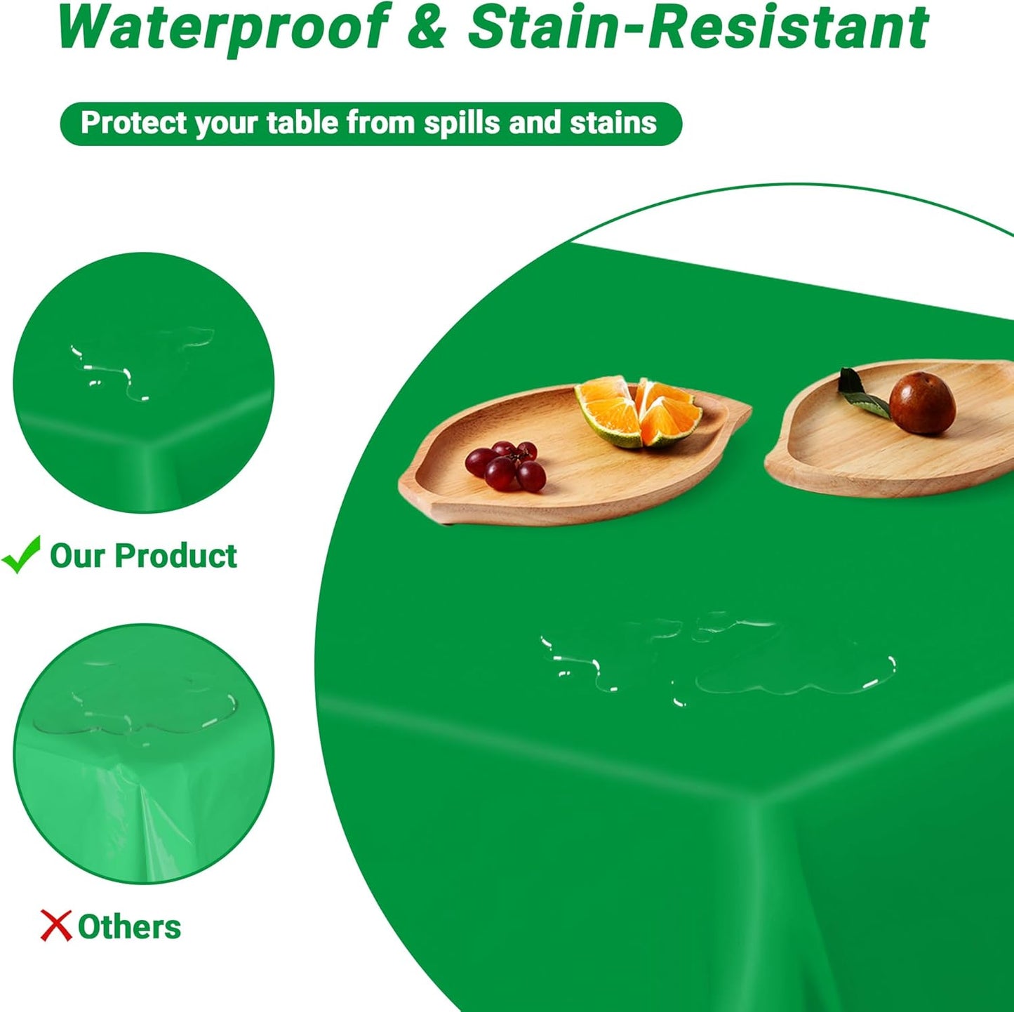 QZYL 12 PCS Disposable Plastic Table Cover, 54 X 108 in Large Table Cloth Rectangle, Green Plastic Tablecloth, Decorative Smooth Tablecloth for Parties Weddings Picnics Outdoor Events