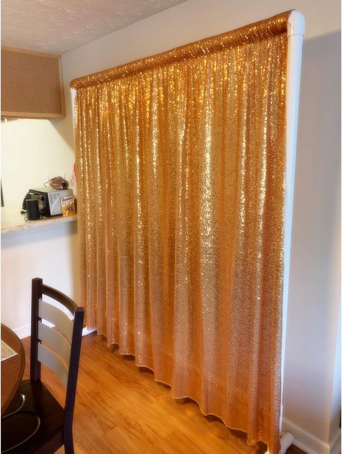 Eternal Beauty Yellow Gold Sequin Backdrop, 4x7 Ft Glitter Background Curtains for Shimmer Photography Party Wedding Birthday Back Drop Decor