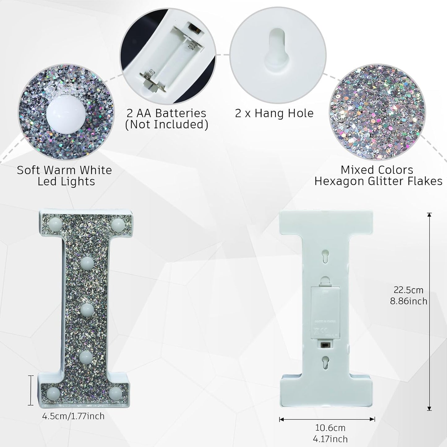 Glitter Light Up Letters - Marquee Signs for Decorations, Prom, Events & Engagement Parties, Featuring Alphabet & Number Letters