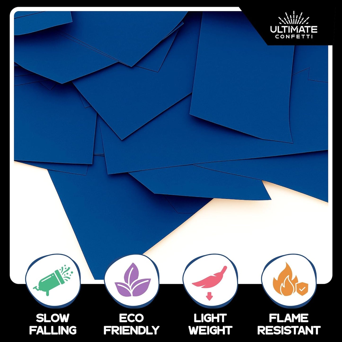 Dark Blue Biodegradable Confetii - Rectangular Fluttering Tissue Paper Confetti for Cannon and Launcher use - Birthday Confeti, Wedding, Parties and Table Decoration - 1 lb, 16 oz