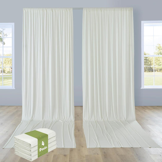 PartyVillage 20ft×15ft Ivory Backdrop Curtain for Wedding Parties, 4 Panels Wrinkle Free 15 FT Long Polyester Photo Backdrop Drapes Back Drop Cloth for Birthday Photography Background