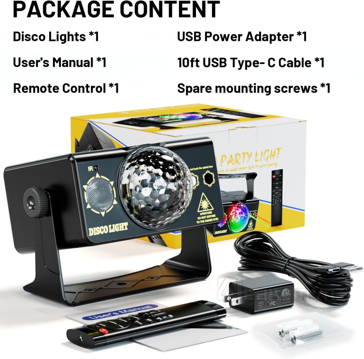 Party Lights Dj Disco Light Disco Ball Stage Strobe Lights LED Projector Sound Activated with Remote Control for Parties Xmas Club Bar Gift Birthday Rave Christmas Home Room Decoration