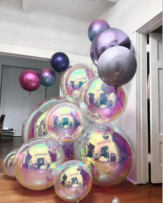 Inflatable Mirror Ball Set - Airtight PVC Spheres for Parties, Weddings, and Events. Perfect for Decoration, Hanging, and Displays. Includes Electric Pump (Multicolor, 24in-2pk_32in_39in_47in_71in)