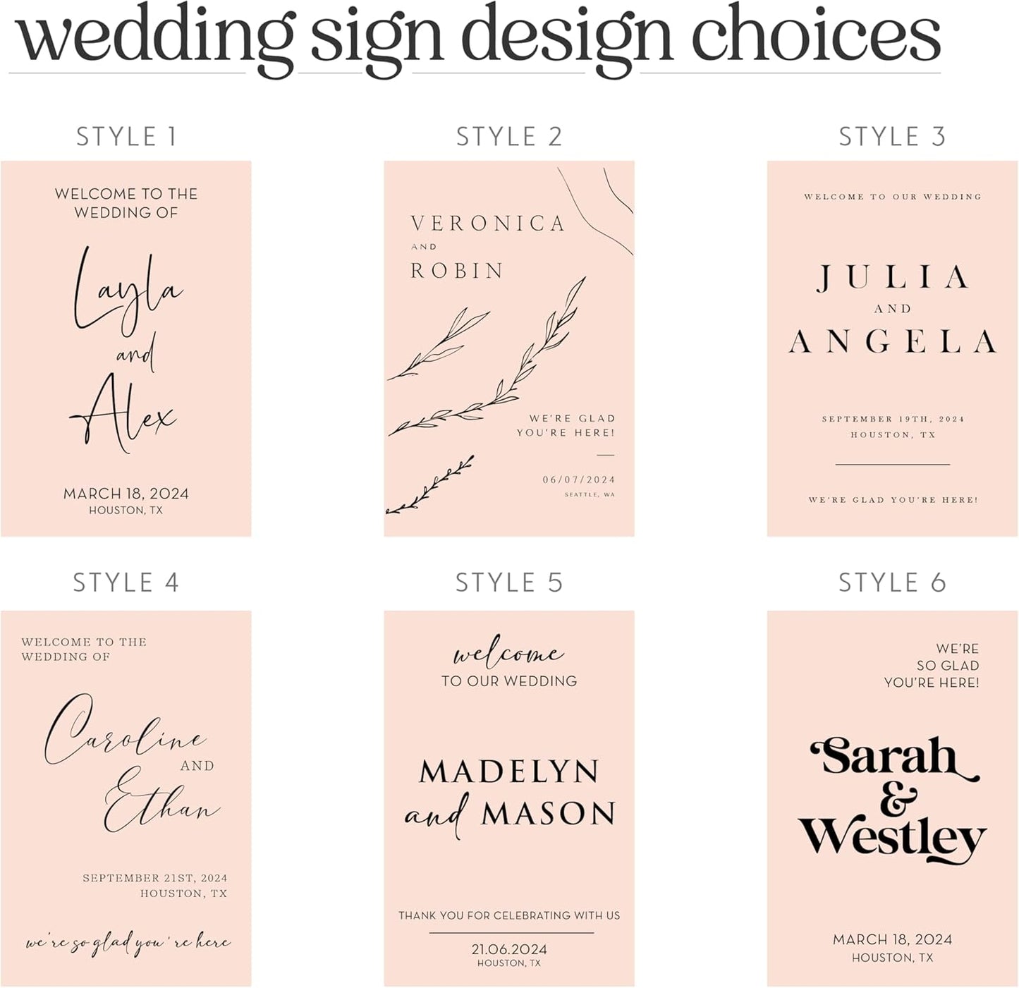 Personalized Wedding Welcome Sign, Customized Black Acrylic Sign for Wedding, 3 Optional Sizes, 29 Design Colors - Wedding Plaque for Welcome Sign, Customizable Wedding Décor