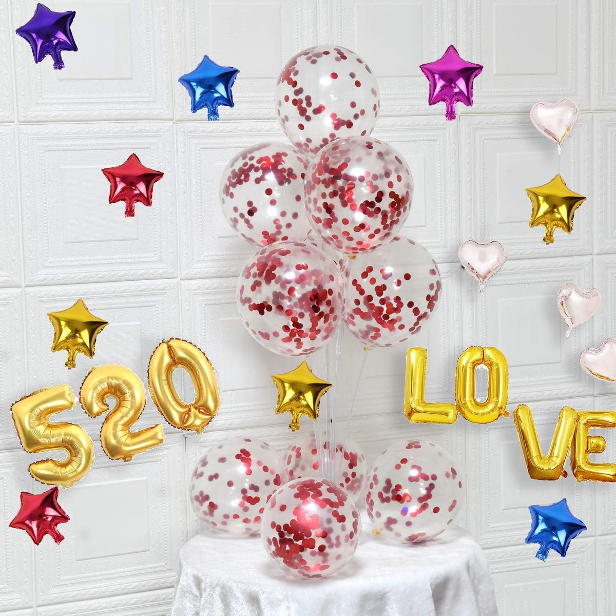 Red Confetti Balloons - 12inch, 50 Pcs Latex Balloons for Birthday, Wedding, Baby Shower, Christmas Party Decoration