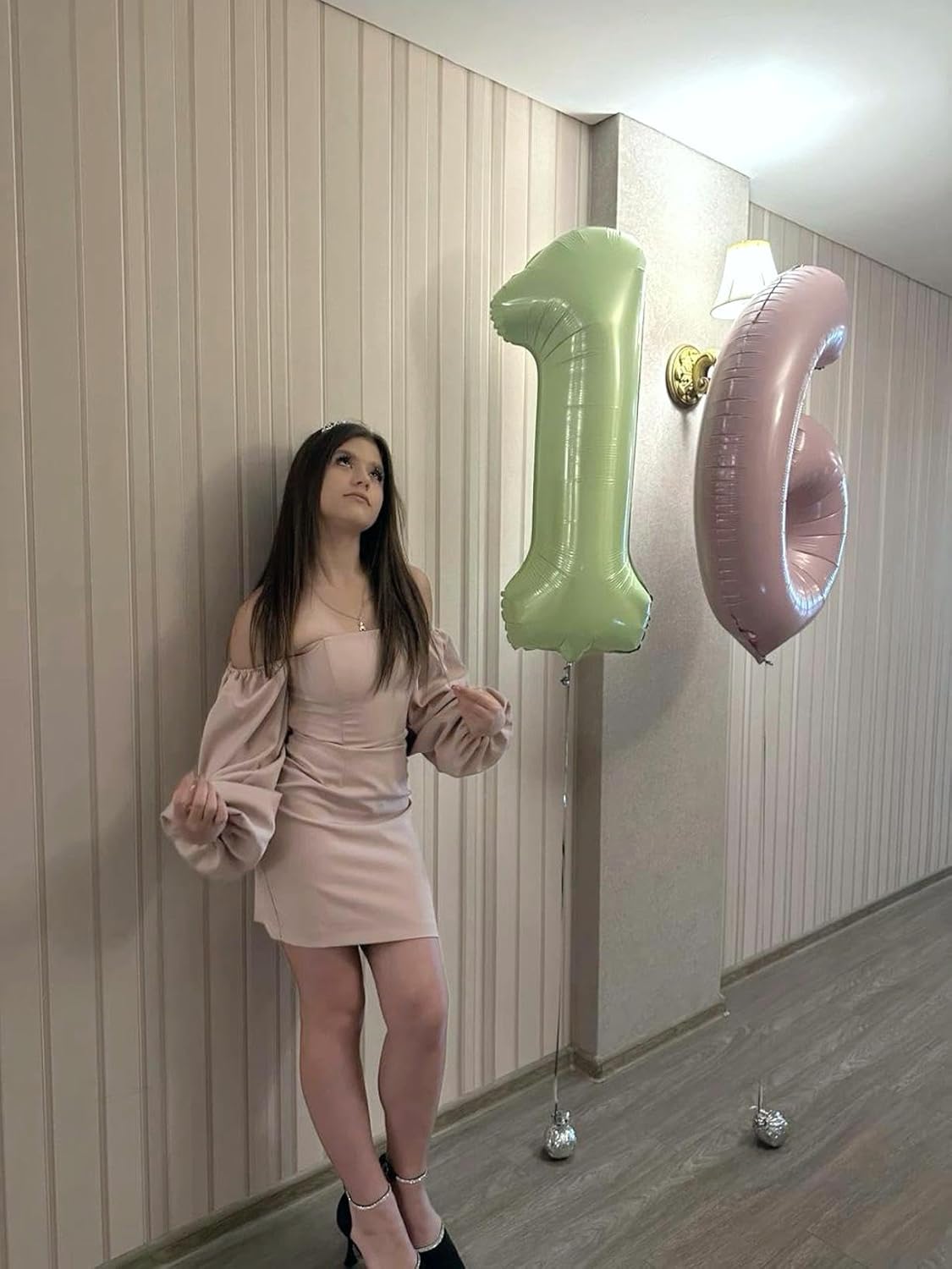 40 Inch Sage Green Mylar Foil Number 6 Birthday Balloon, Digital Balloons for 6 16 Boy Girl Party Decorations Supplies,Oliver Green Big Helium Balloon Numbers for 26 36 46 60 Men Women Anniversary