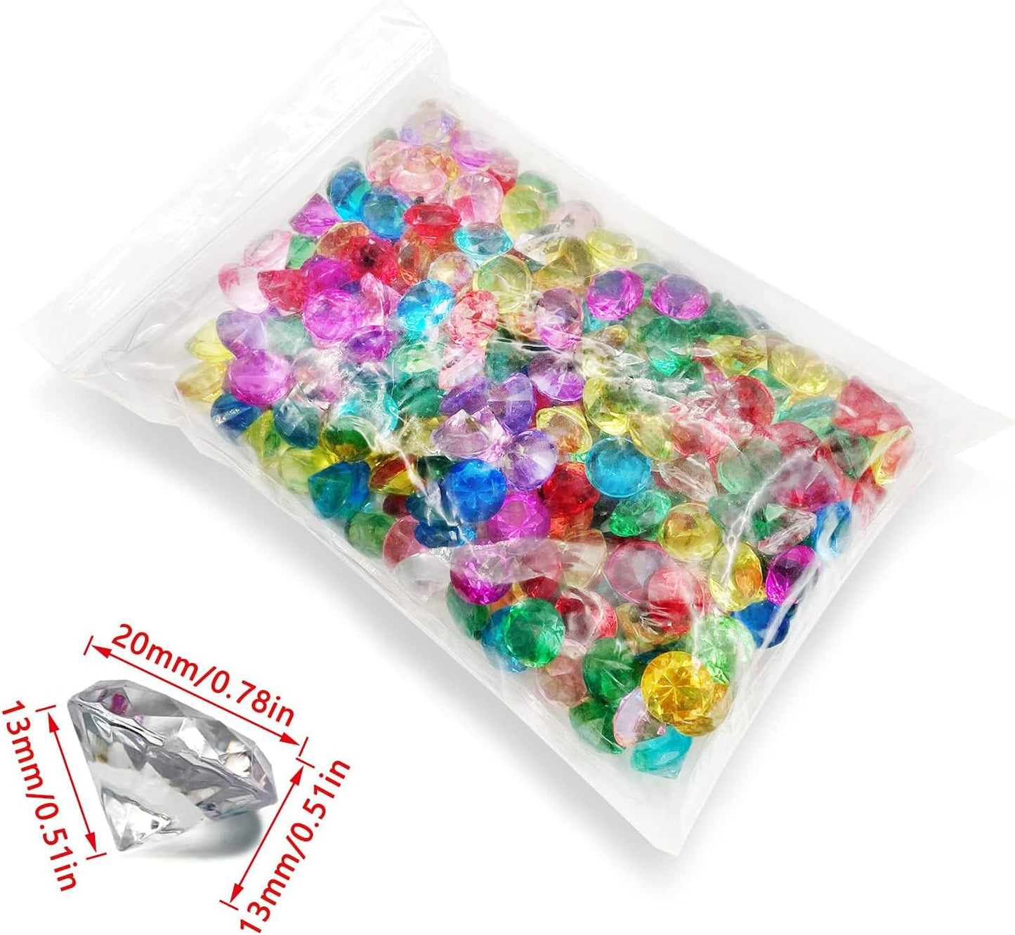 Fake Diamond Valentine's Day Decoration, 280 pcs Multicolor 20 mm Acrylic Diamond for Table Scatters Vase Fillers, Valentines Day Decor
