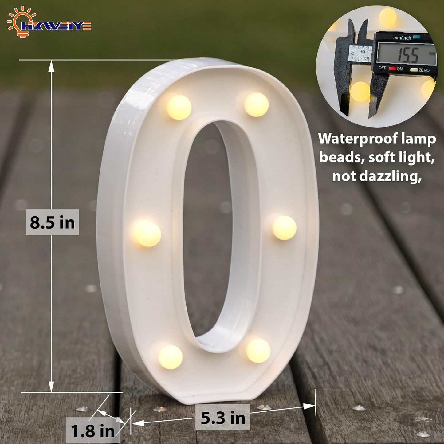 HXWEIYE Light Up Numbers-0, LED Marquee Number Lights Sign 26 Alphabet and 10 Number for Party Bar Birthday, Light Up Letters Battery Powered Warm White Christmas Decoration Numbers Lights