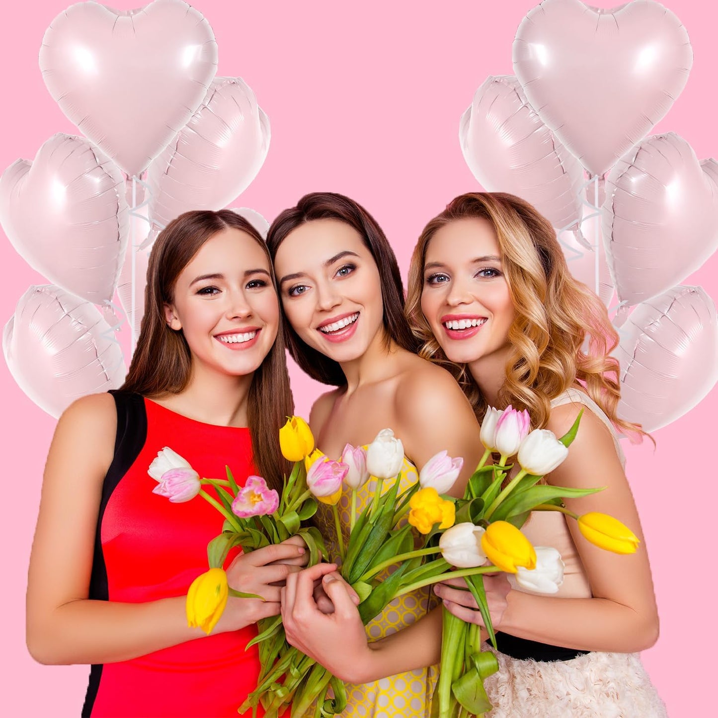 TONIFUL 30Pcs 18 Inch Baby Pink Heart Balloons Pastel Pink Heart Shape Foil Mylar Balloons Decoration for Birthday Valentine's Day Wedding Bridal Shower Anniversary Engagement Party Supplies