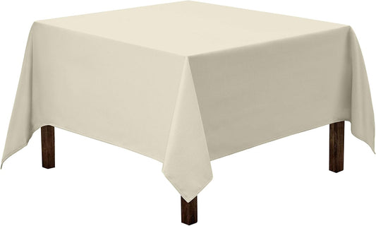 Gee Di Moda Square Tablecloth - 70 x 70 Inch Ivory Table Cloth for Medium Square or Round Tables - Heavy Duty Washable Fabric - for Buffet Table, Holiday Party, Dinner, Wedding & Baby Shower