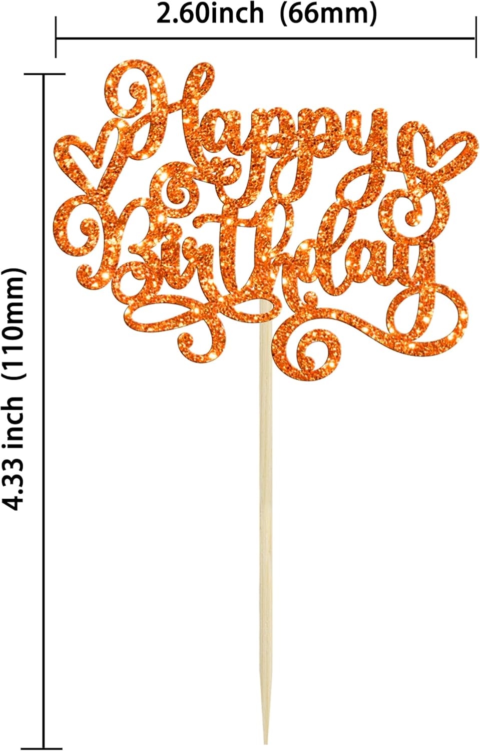 Gyufise 24Pcs Happy Birthday Cupcake Toppers Glitter Happy Birthday Cupcake Picks for Celebrating Happy Birthday Anniversary Theme Party Cake Decorations Supplies Orange