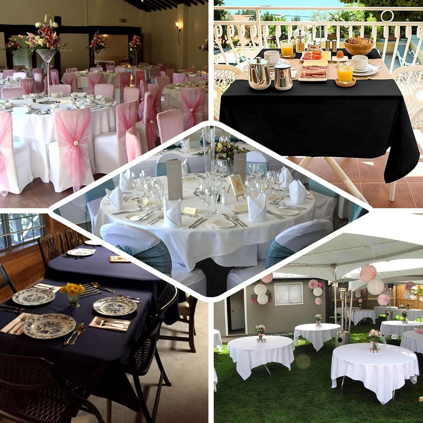 Efavormart 90" Black Wholesale Linens Polyester Square Linen Tablecloth for Kitchen Dining Catering Wedding Birthday Party Events