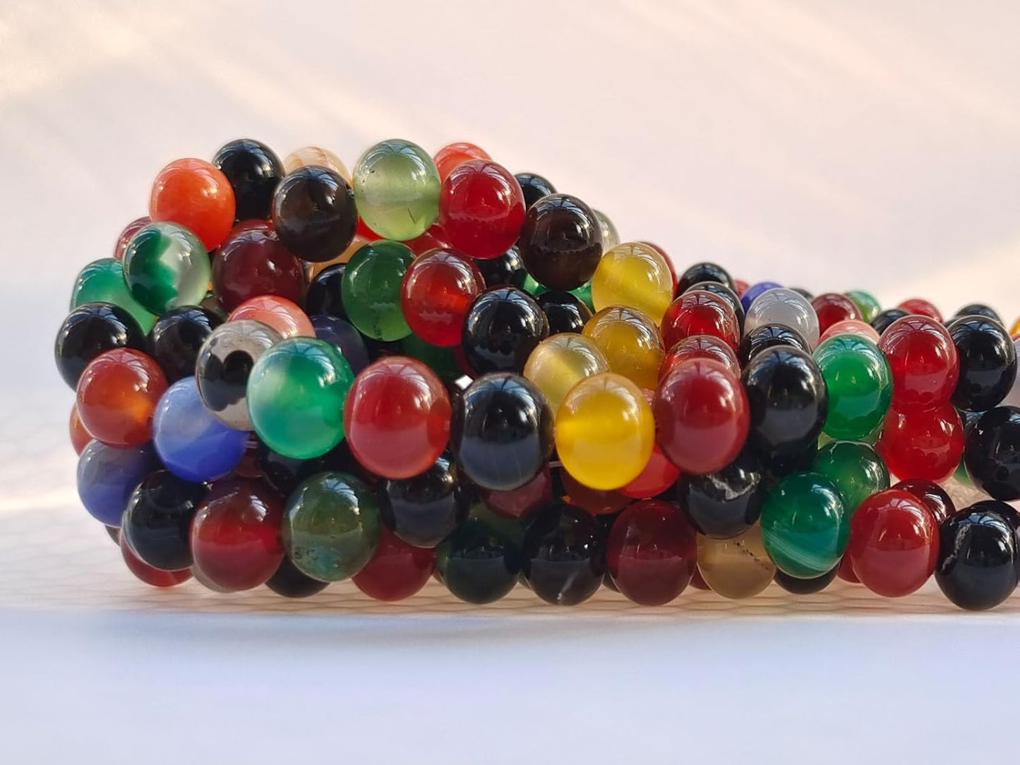 Stone Beads 10mm 60pcs Colorful Agate Beads Round Loose Gemstones Beads for Bracelet Necklace Jewelry Making (10mm, 61011 Colorful Agate)