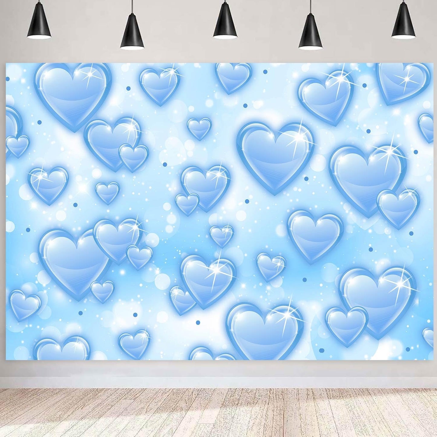 Sensfun 7x5ft Light Blue Heart Backdrop Early 2000s Party Decorations Old School Backdrops Valentines Day 90s Hearts Y2K Birthday Party Banner Newborn Photography Background Selfile Photo Booth Props