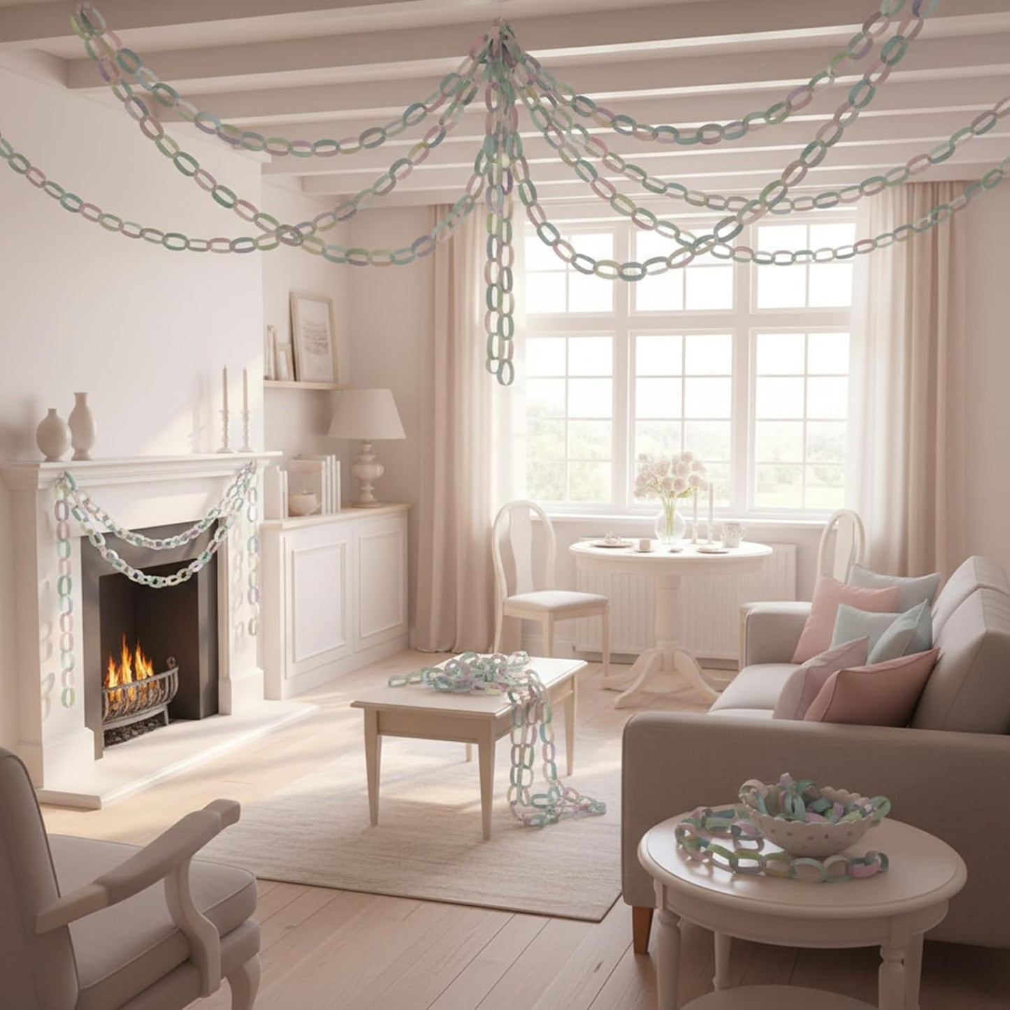 Lincia 600 Sheet Halloween Paper Chain Garland, Construction DIY Crafts Chain Strip for Fall Thanksgiving Party Decor, 1x8 Inch with Double Sided Tape (Morandi Color)