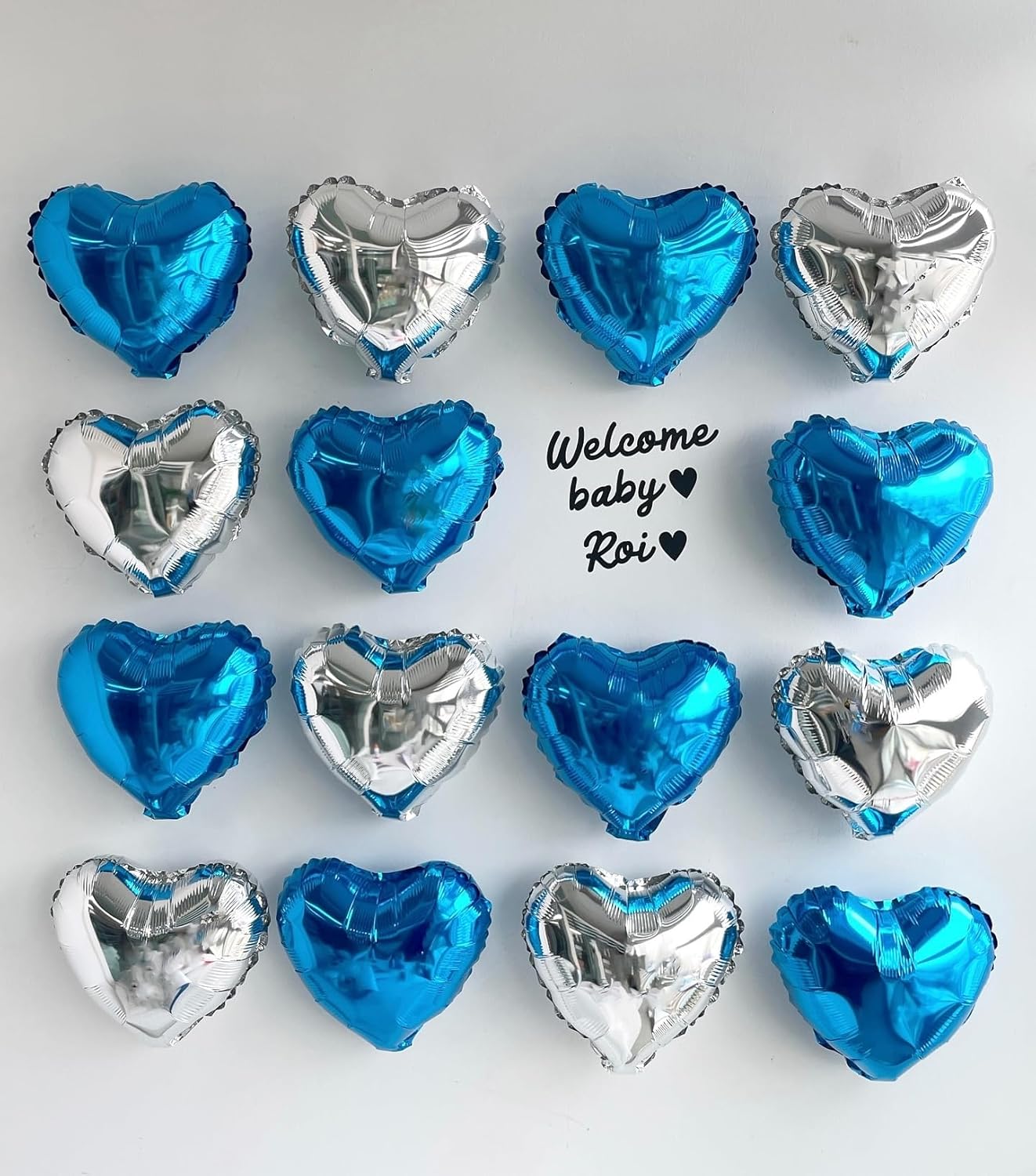 Blue Silver Heart Balloons,12Pcs Light Blue Heart Shaped Foil Balloons,18Inch Silver Helium Balloon for Baby Shower Birthday Anniversary Wedding Party Decorations