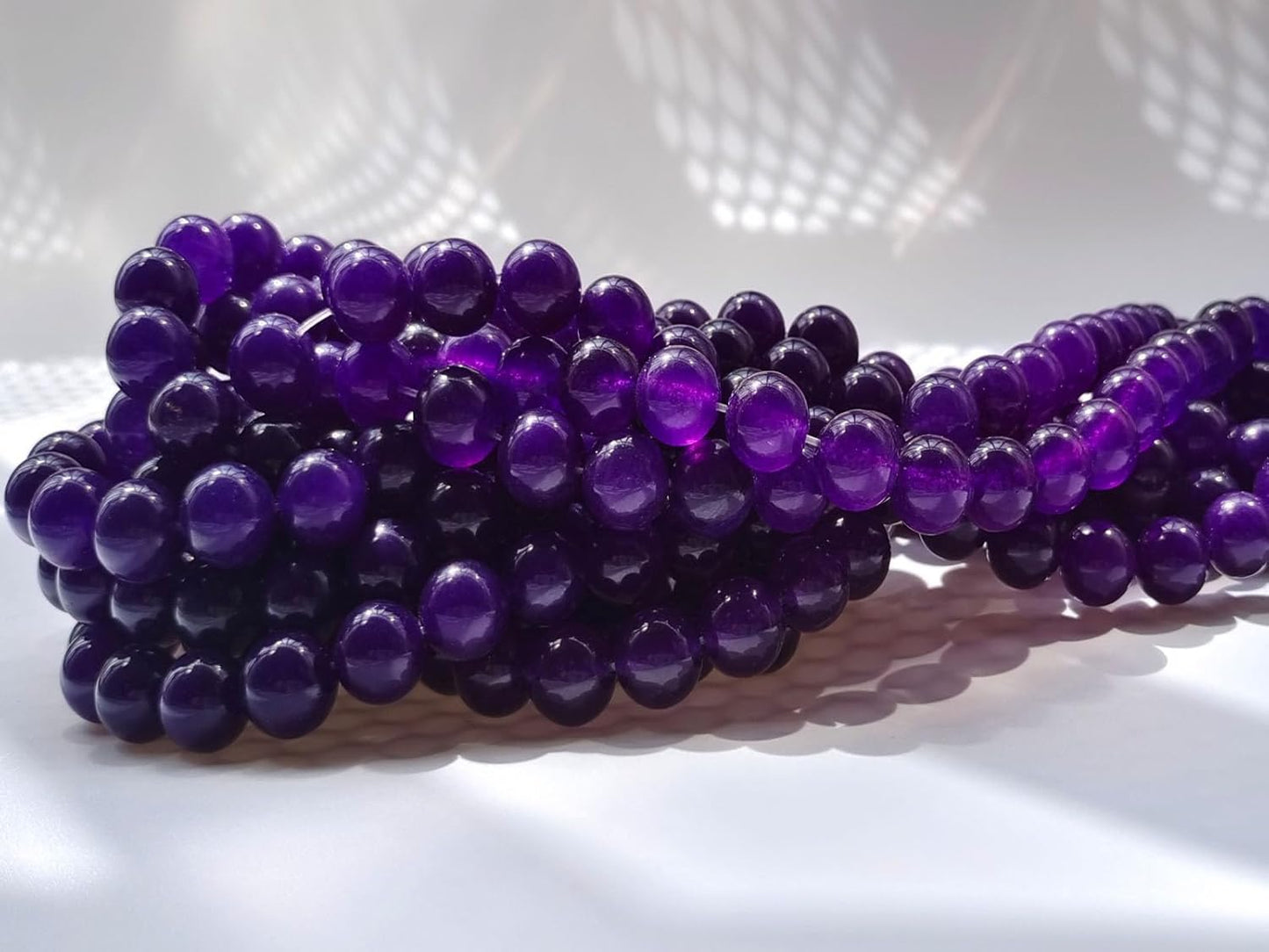 Stone Beads 10mm 60pcs Dark Purple Chalcedony Beads Round Loose Gemstones Beads for Bracelet Necklace Jewelry Making (10mm, 61033 Dark Purple Chalcedony)