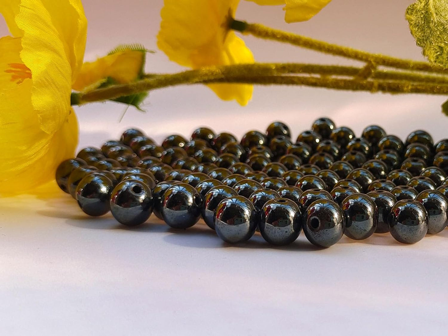 Stone Beads 8mm 100pcs Black Hematite Beads Round Loose Gemstones Beads for Bracelet Necklace Jewelry Making (8mm, 60819 Black Hematite)