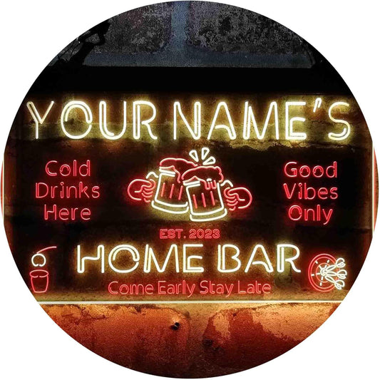 ADVPRO Personalized Your Name Custom Home Bar Beer Established Year Dual Color LED Neon Sign Red & Yellow 16 x 12 Inches st6s43-p1-tm-ry