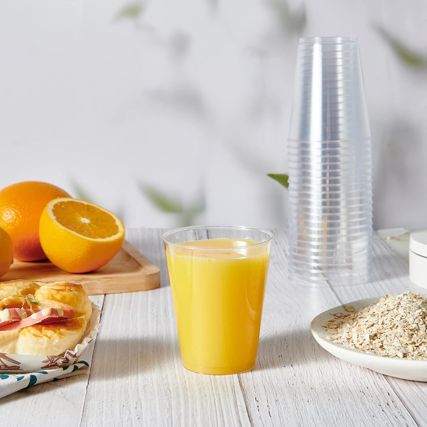 JOLLY CHEF 8 oz Clear Disposable Plastic Cups, Heavy-duty 100 Pack Clear Plastic Cups Tumblers for Wedding, Thanksgiving, Christmas, Halloween Party