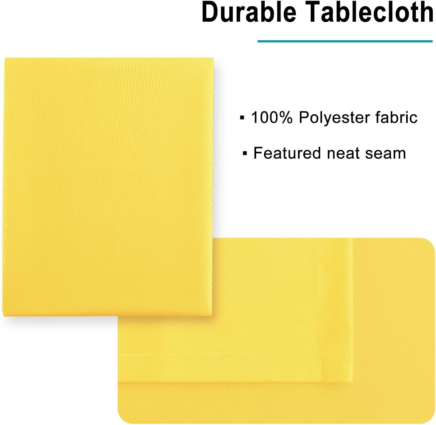 Hiasan Waterproof Tablecloth Rectangle - Washable Fabric Table Cloth for Dining Room Kitchen Birthday Party and Outdoor Use, Yellow, 70 x 108 Inch