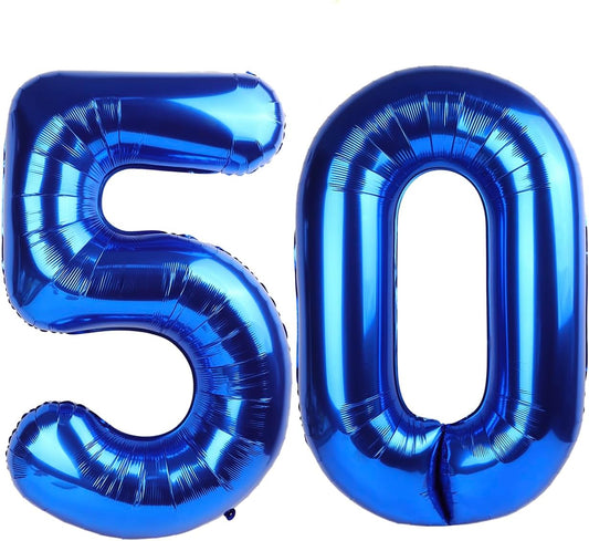 Giant Navy Blue 50 Balloon Number 40 Inch, 50 Number Balloons Birthday Supplies, 50 Year Old Birthday Party Celebration, 50 Balloons Graduations Anniversary Decorations