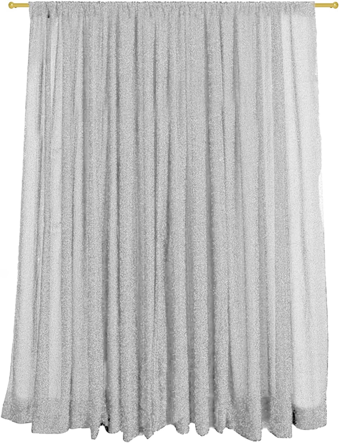 10FT x10FT Silver Metallic Spandex Backdrop, 1 Panel Glitter Sheer Photography Background, Stretchy Spandex Fabric for Wedding, Party, Baby Shower, Photo Booth Decor