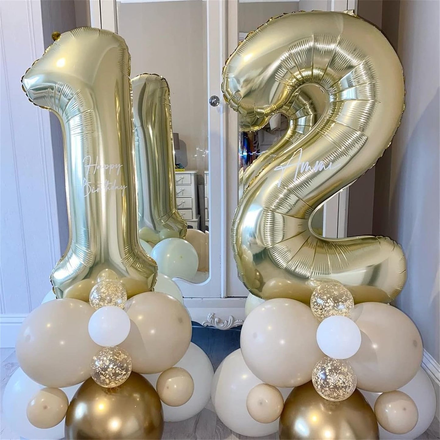 40 Inch Balloon Number 2 Champagne Gold, Large Foil Light Gold Number Balloons Set 0-9 for Women Men, Digital 2 Helium Balloons for Boys Girls 2nd Birthday Anniversary Graduation Party Decorations