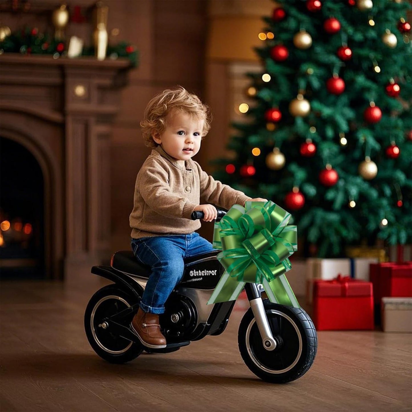 12 PCS 6 Inch Large Pull Organza Green Bows - Perfect for Gift Wrapping, Wedding Decor, Car Bows, Birthday Parties, Christmas and Valentine's Day