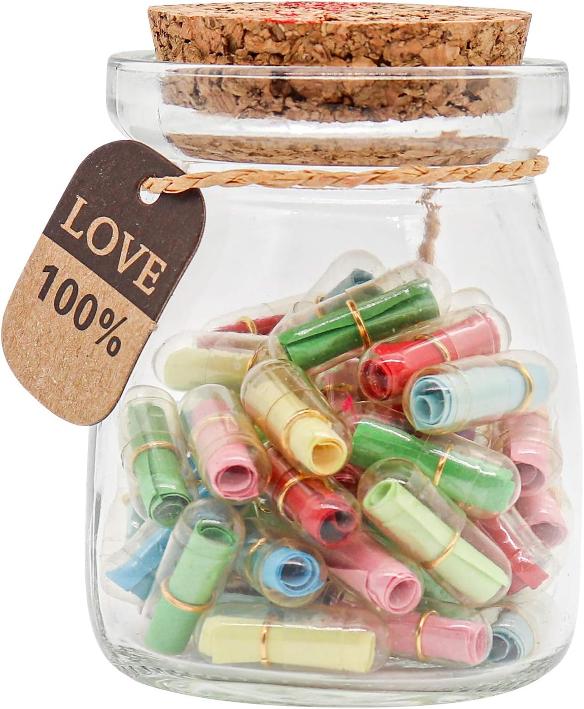 Capsule Letters Message in a Bottle - Cute Things Gifts for Boyfriend Girlfriend - Love Letter for Anniversary, Birthday,Valentines Day, Mother's Day Gift (Mixed Color 50pcs)