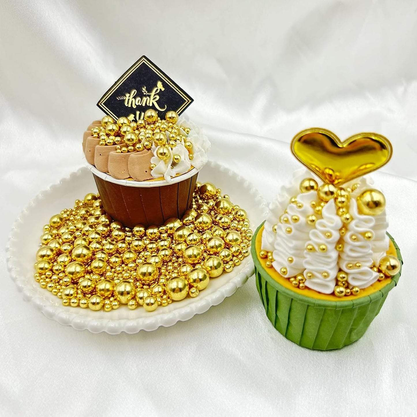 Sprinkles for Cake Decorating, 11Oz Gold Pearl Sprinkles 6 Sizes Mix for Cake Cupcake Ice Cream Donuts Cookie Baking Toppings