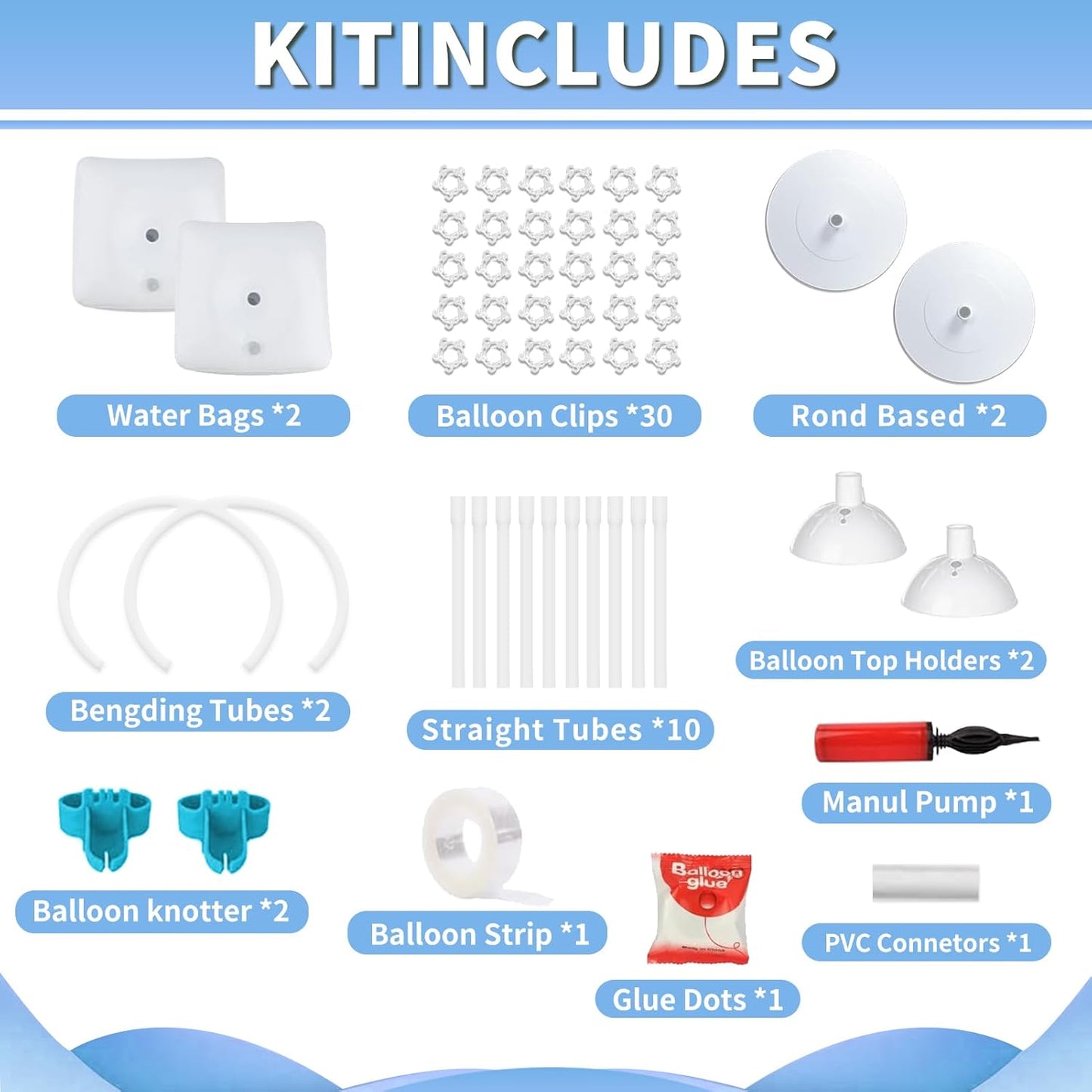 Balloon Arch Kit - Bendable 8.2FT & 6FT Balloon Arch Stand with Base and Manual Pump, Versatile Half Arch Balloon Stand for Birthday, Wedding, Baby Shower, Holiday, and Graduation Party Decorations