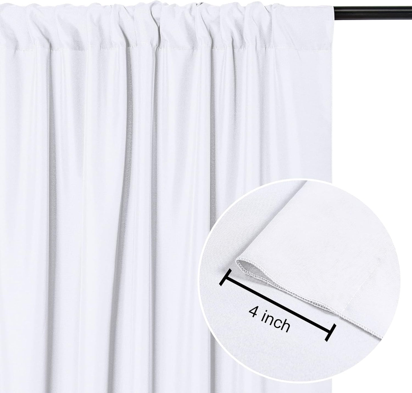 DWCN 10x7 FT White Backdrop Curtains for Parties, Photography Backdrop Drapes with Rod Pockets for Wedding Decorations Stage Birthday Family Gatherings, 2 Panels 5ft x 7ft