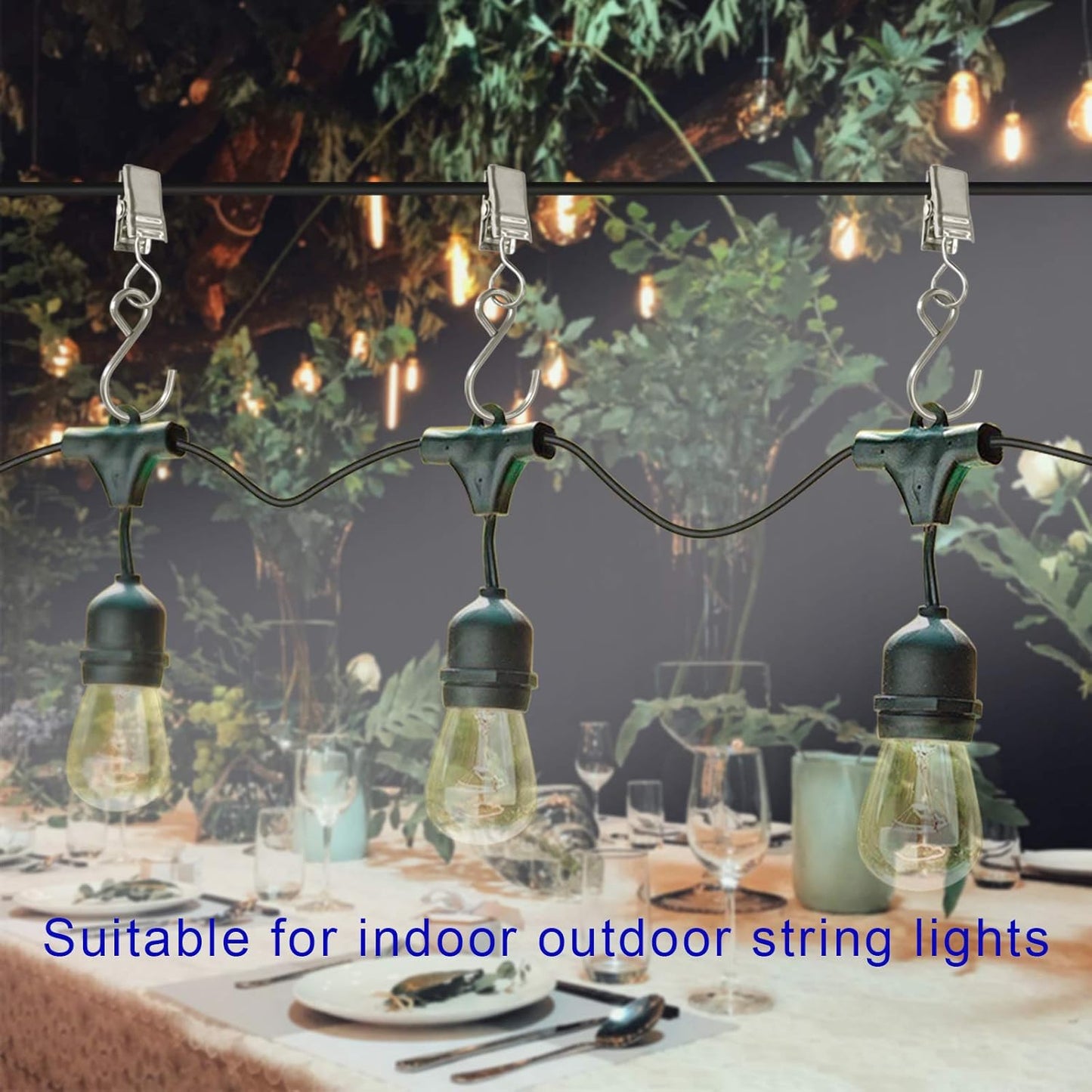 Stainless Steel S Hooks Curtain Clips, 50 Pack Hanging Party Lights Clips, Hangers Gutter Photo, Art Craft Display, 2.4 Inch Long, Silver