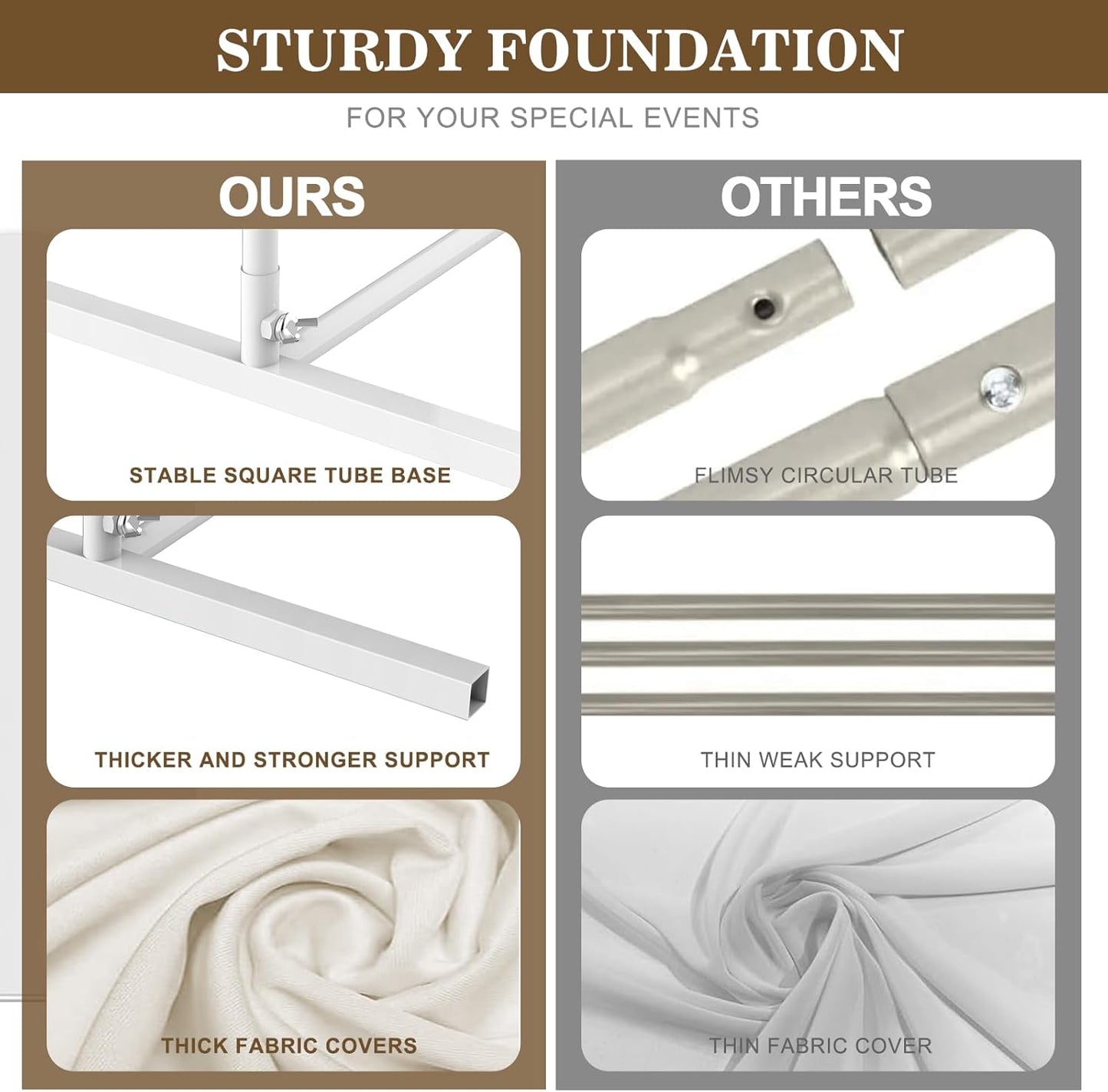 Wedding Arch Backdrop Stand and Cover Set(7.3FT,6FT)Set of 2,Metal Balloon Arch Stand Frame for Wedding Birthday, Party, Baby Shower, Graduation Ceremony, Beige