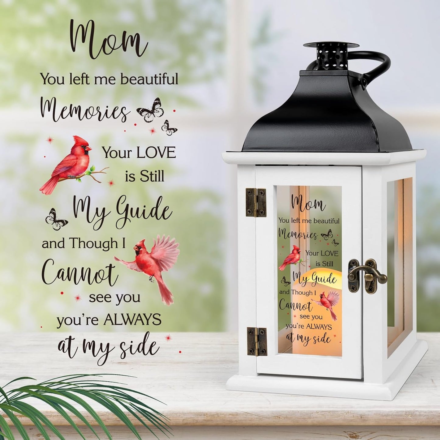 Memorial Lantern - Bereavement Sympathy Gifts for Loss of Loved One Memorial Gifts for Loss of Mother Remembrance Gifts Thoughtful Funeral Gifts for Loss of Mom with LED Candle and Remote