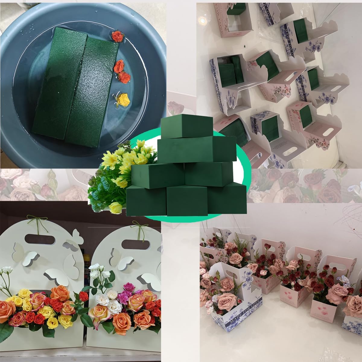 Premium Wet & Dry Floral Foam Blocks – Easy-Cut Flower Foam for Arrangements (6 Pack, High Density, Quick Water Absorption) – Best Floral Foam Blocks & Flower Foam for Fresh & Artificial