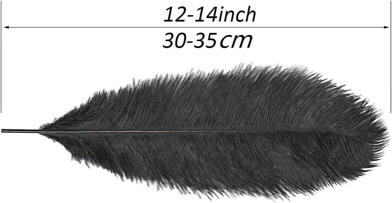 YAKRUNA 30 Pieces 12-14 Inches Black Ostrich Feathers Bulk for Centerpieces, Large Natural Plumes for Vase Home Decorations & Birthday Wedding Great Gatsby Party (30-35cm, Black)
