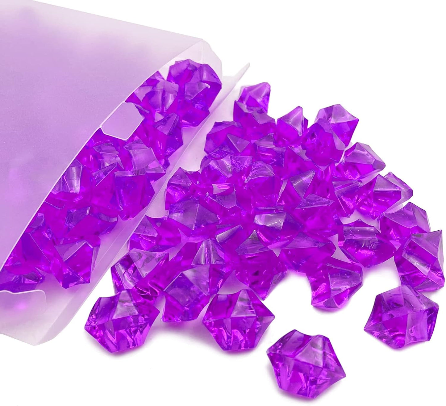 150PCS Fake Ice, Fake Crushed Ice Cubes 16 x 22 mm Artificial Acrylic Crystal Diamonds for Vase Fillers,Table Scatter, Wedding Decoration, Photography Props, DIY Crafts Rose red