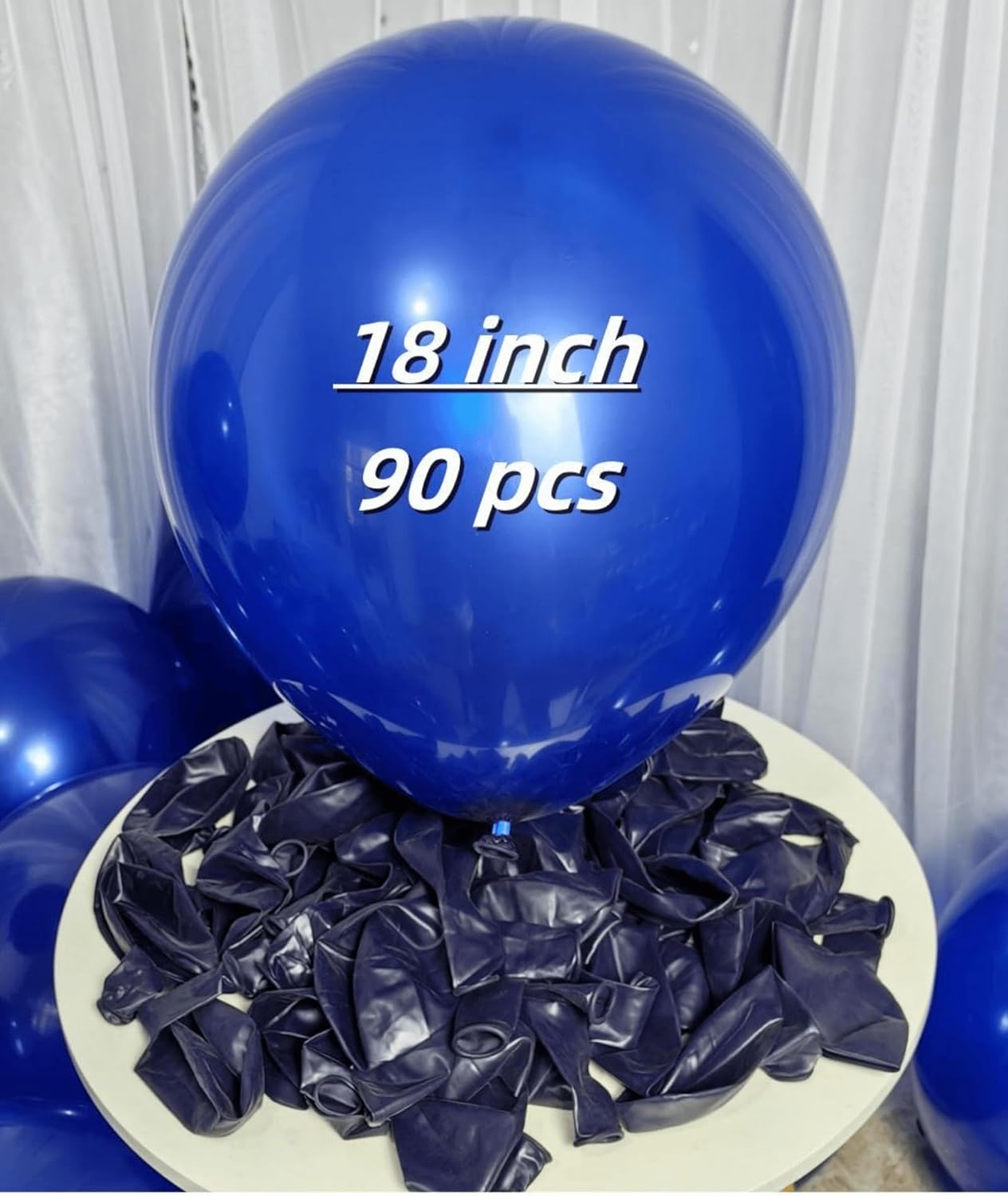 90 Pack Navy Blue Balloons 18 Inch Royal Navy Blue Big Balloons for Party Decorations and Events