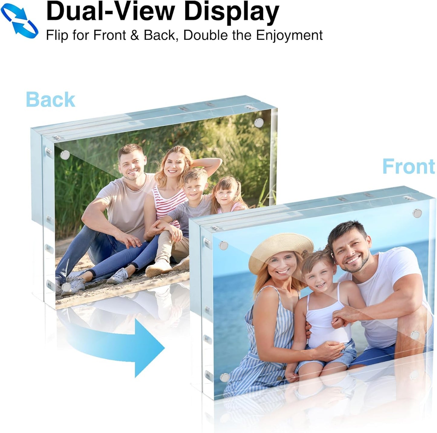 HOUSE DAY Acrylic Picture Frames 4x6, 1 Pack Magnetic 4 x 6 Picture Frame, Double Sided Clear 4x6 Photo Frame with Microfiber Cloth, Frameless FreeStanding 4x6 Frame Gift for Desktop Display