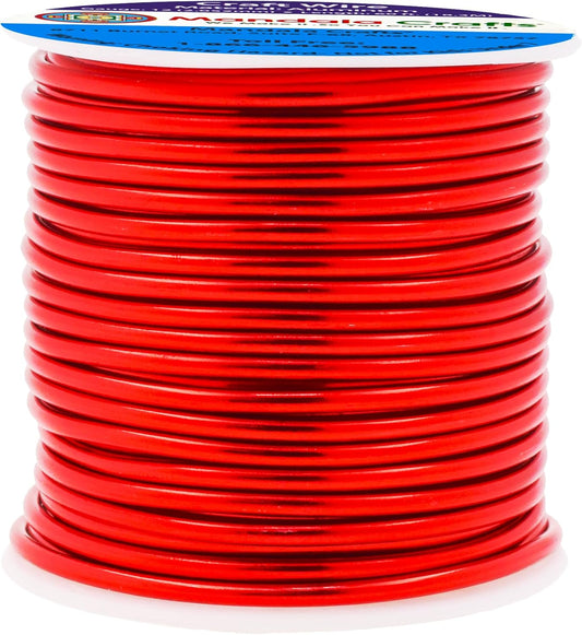 Mandala Crafts 12 Gauge Anodized Aluminum Craft Wire for Jewelry Making - 60 FT Colored Flexible Red Wire - Bendable for Bonsai Armature Crafting Sculpting