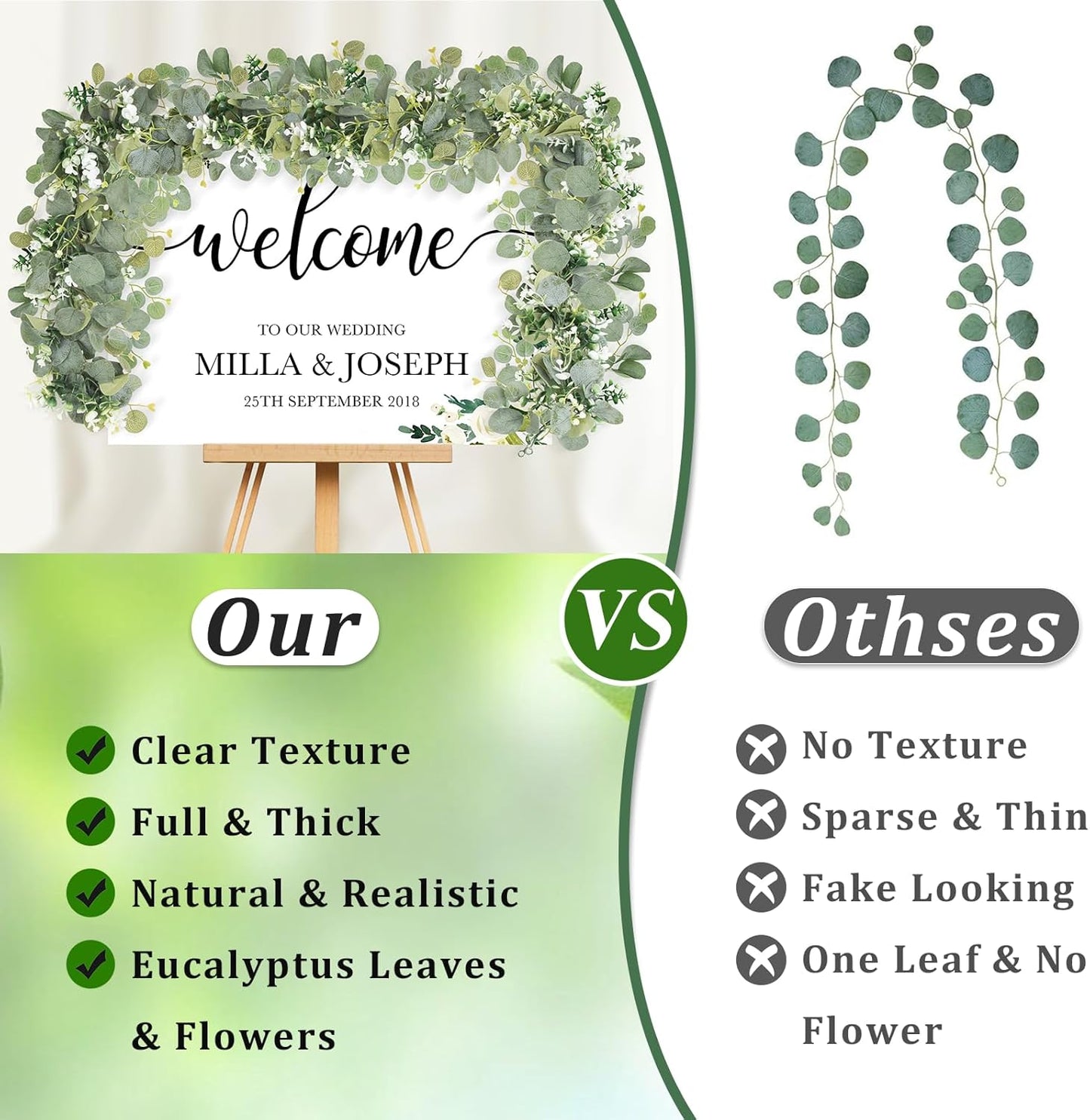 N&T NIETING 4 Pack Artificial Eucalyptus Leaf Garland, Faux Greenery Garland Decor 6 FT Summer Garlands, Fake Hanging Vines Garlands for Decoration Table Mantle