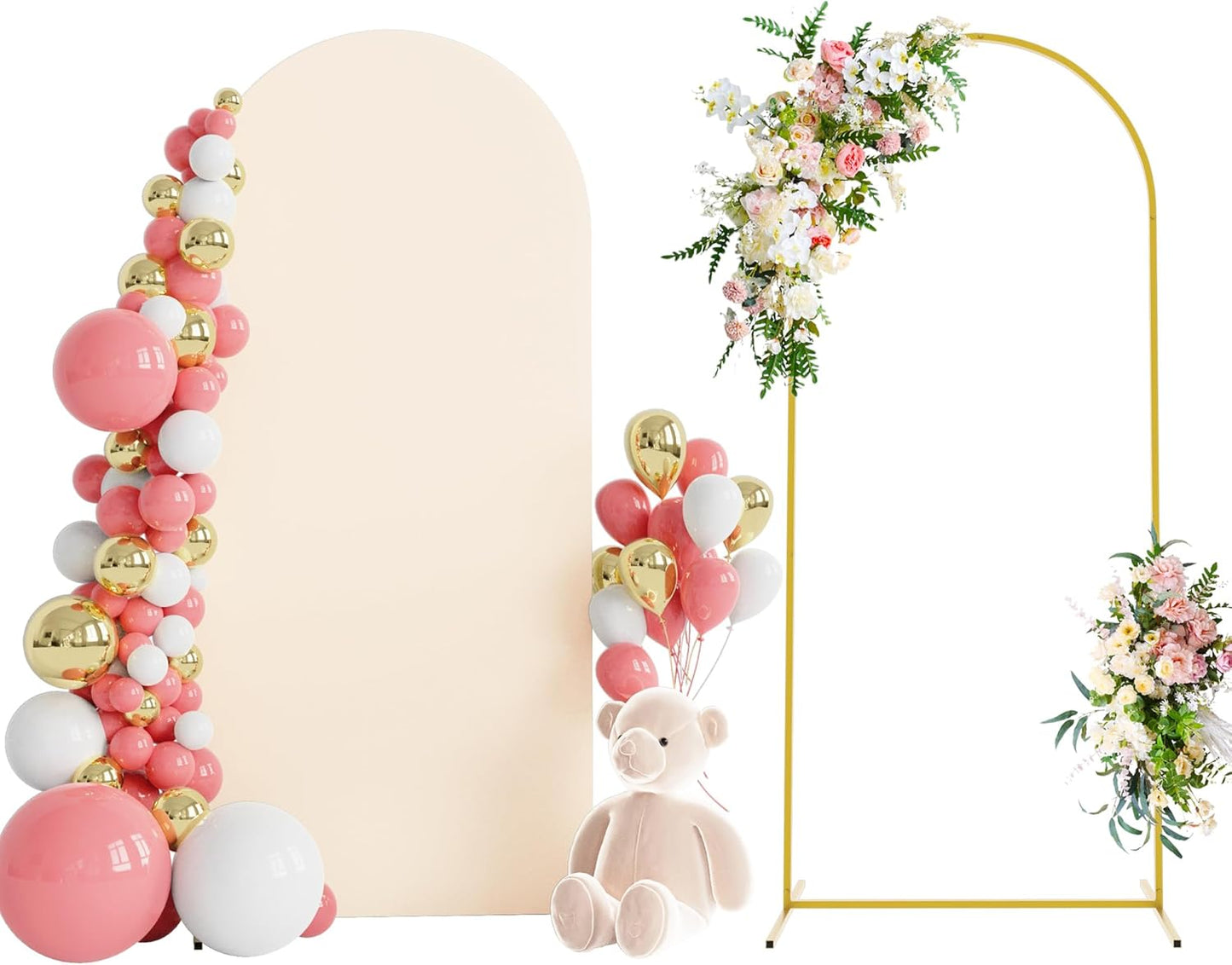 Wokceer 6 FT Wedding Arch Backdrop Stand and Arch Cover Metal Arch Stand with Arch Stand Cover for Birthday Party Wedding Ceremony Bridal Baby Shower Event Decor